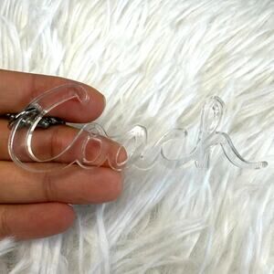 3” COACH Poppy Clear Script Fob Bag Charm Hang tag Hangtag